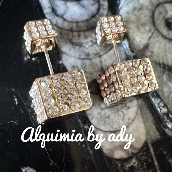 Alquimia Gold and Silver Sparkling Square Earrings - Picture 1 of 1